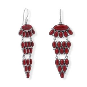 TIERED DYED RED CORAL EARRINGS